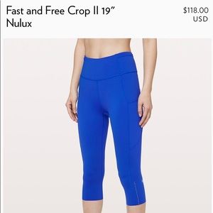 Fast and Free Crop II 19’’ Lululemon Athletica